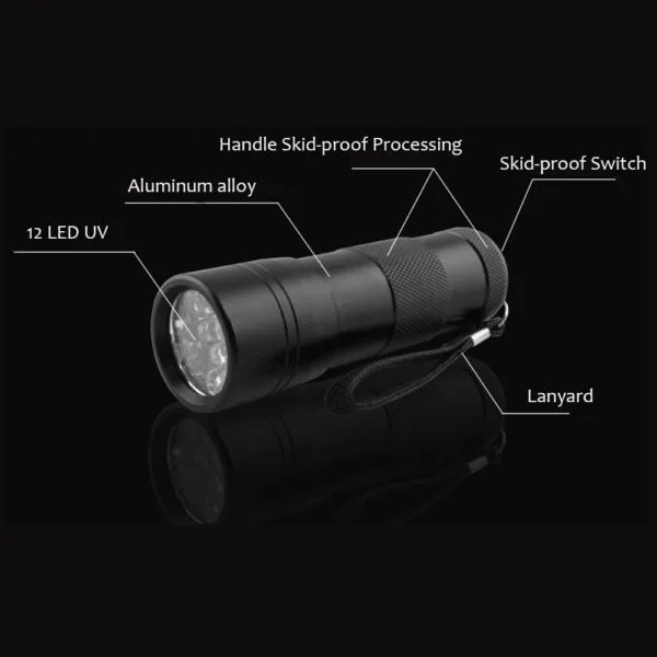 395NM UV Purple Light Waterproof Aluminium LED Torch