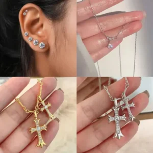 Lymphatic Magnetic Therapy Cross Design Diamond Necklace