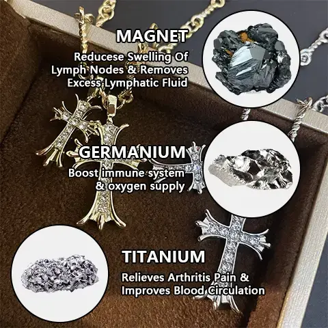 Lymphatic Magnetic Therapy Cross Design Diamond Necklace