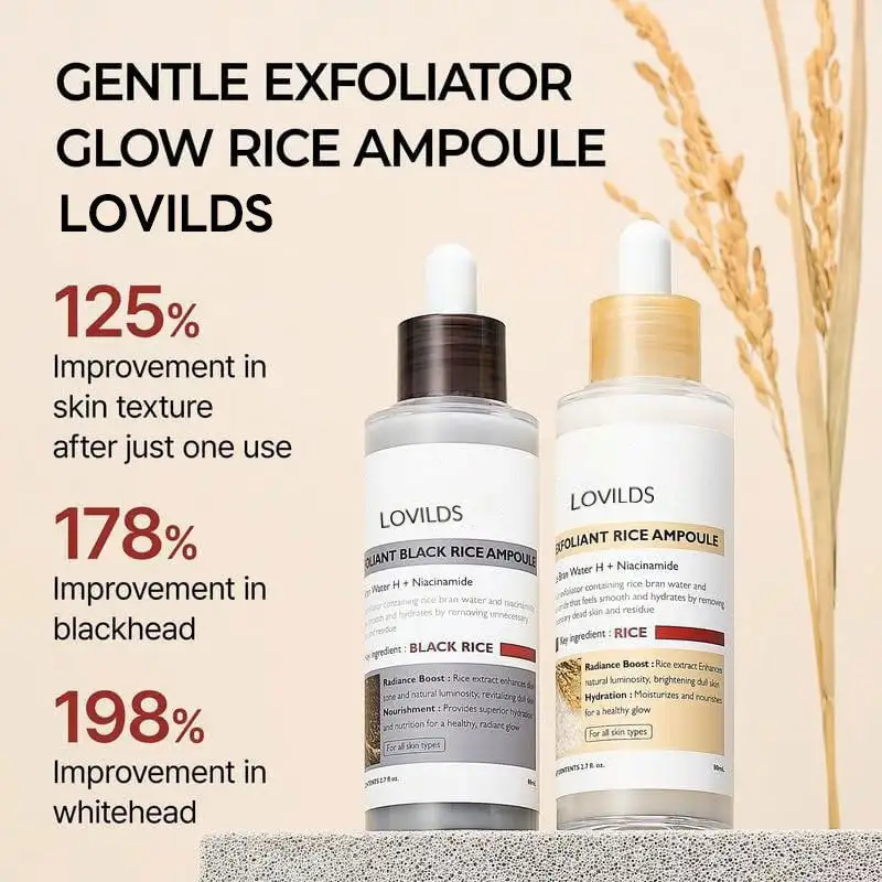 LOVILDS Glow Rice Ampoule Duo - Serums for Brightening Exfoliating and Moisturizing - Image 10