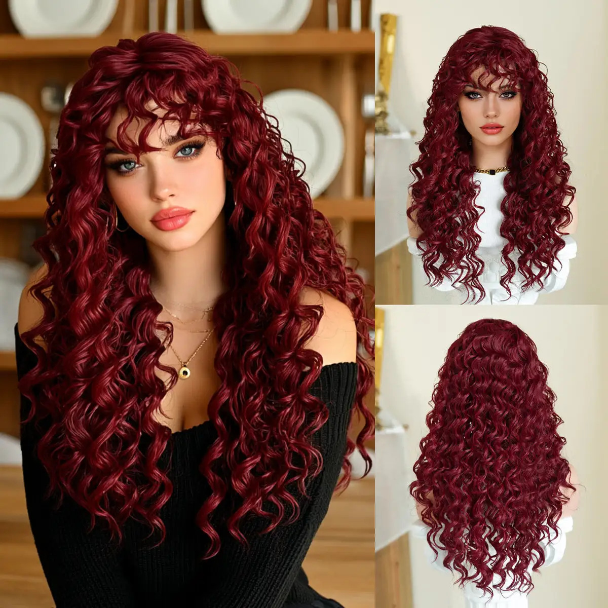 LOVILDS Effortless Shaggy Waves Big Hair Curly Hair Wig - Image 8