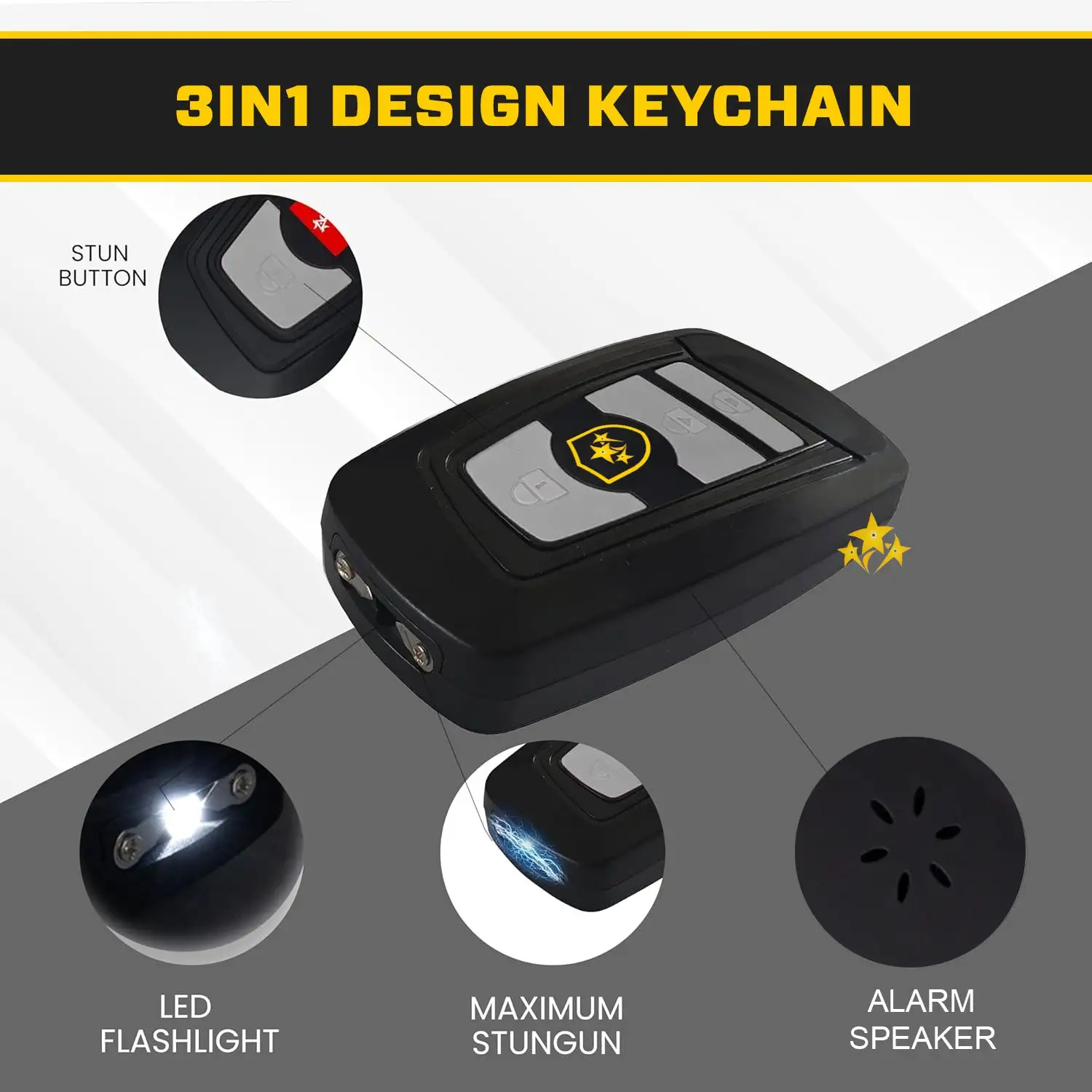 VOLTIC V77 3in1 Stun & Flashlight & Alarm Car Keychain - Image 7