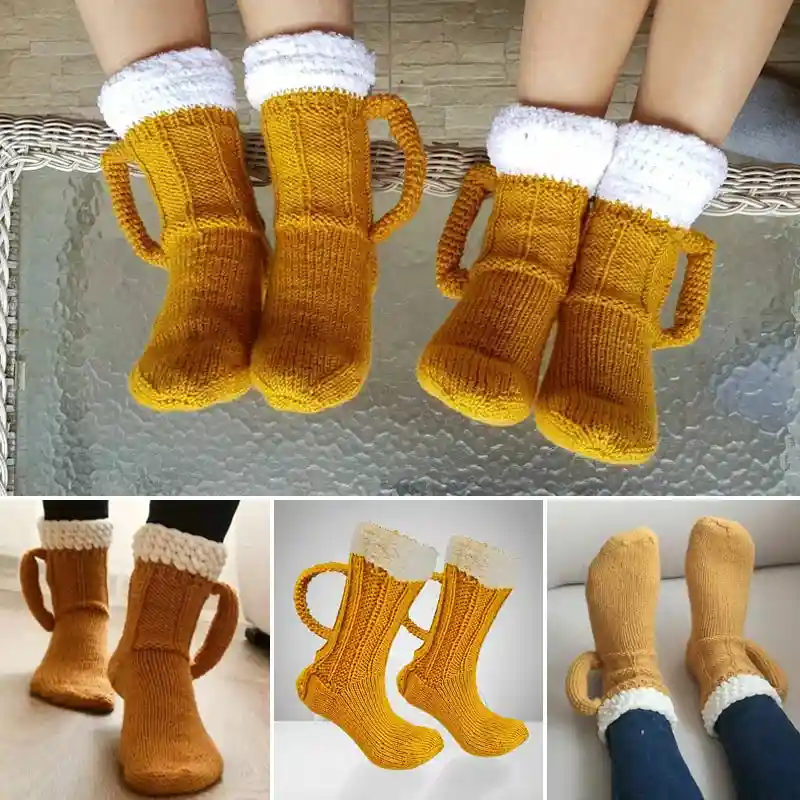 Beer Mug Knit Socks