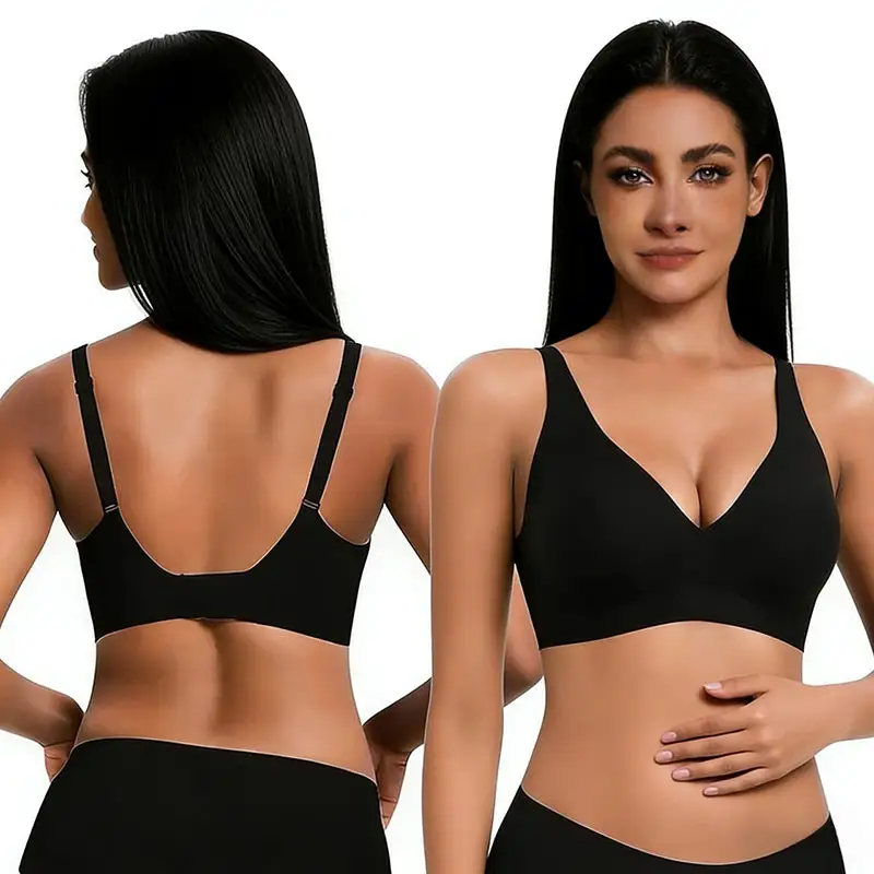 NESLEMY Wireless Push Up Bra for Women - Seamless Deep V Bralette, All-Day Comfort T-Shirt Bra for Everyday Wear - Image 7