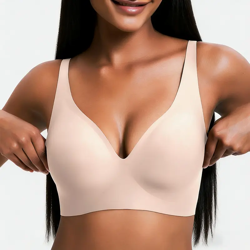 NESLEMY Wireless Push Up Bra for Women - Seamless Deep V Bralette, All-Day Comfort T-Shirt Bra for Everyday Wear - Image 8