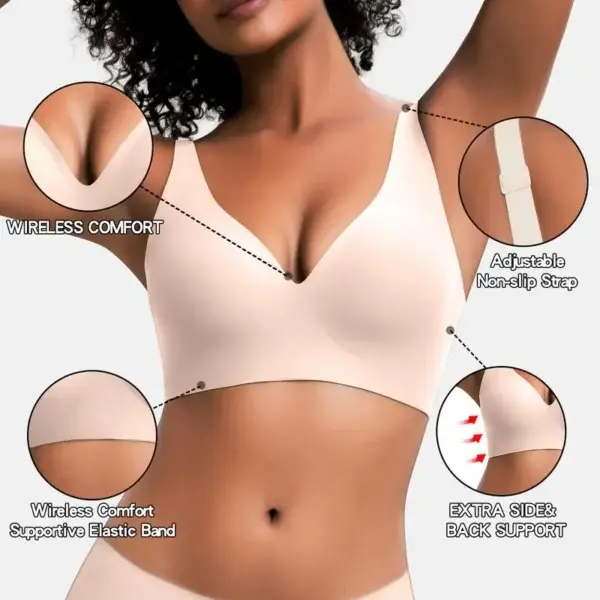 NESLEMY Wireless Womens Comfortable Wireless Bras Push Up Bralettes Seamless Tshirts Bras Deep V Everyday Bras - Image 4