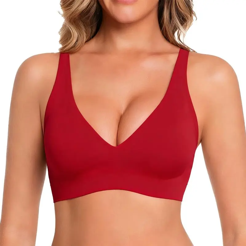 NESLEMY Wireless Womens Comfortable Wireless Bras Push Up Bralettes Seamless Tshirts Bras Deep V Everyday Bras - Image 12
