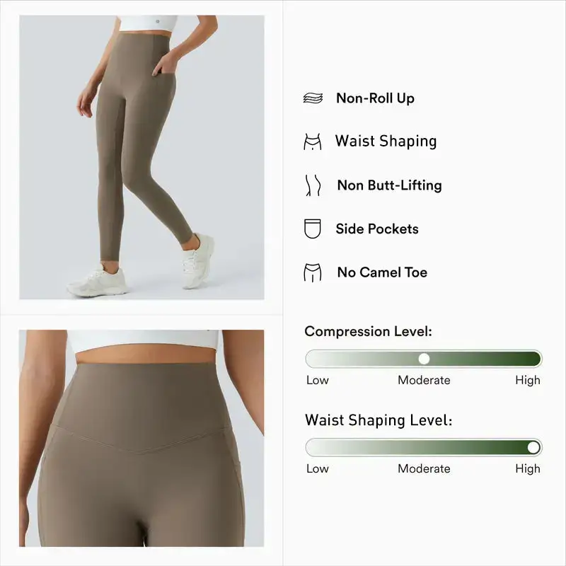 High Waisted Waist Shaping Pocket Shaping Training Leggings - Image 5