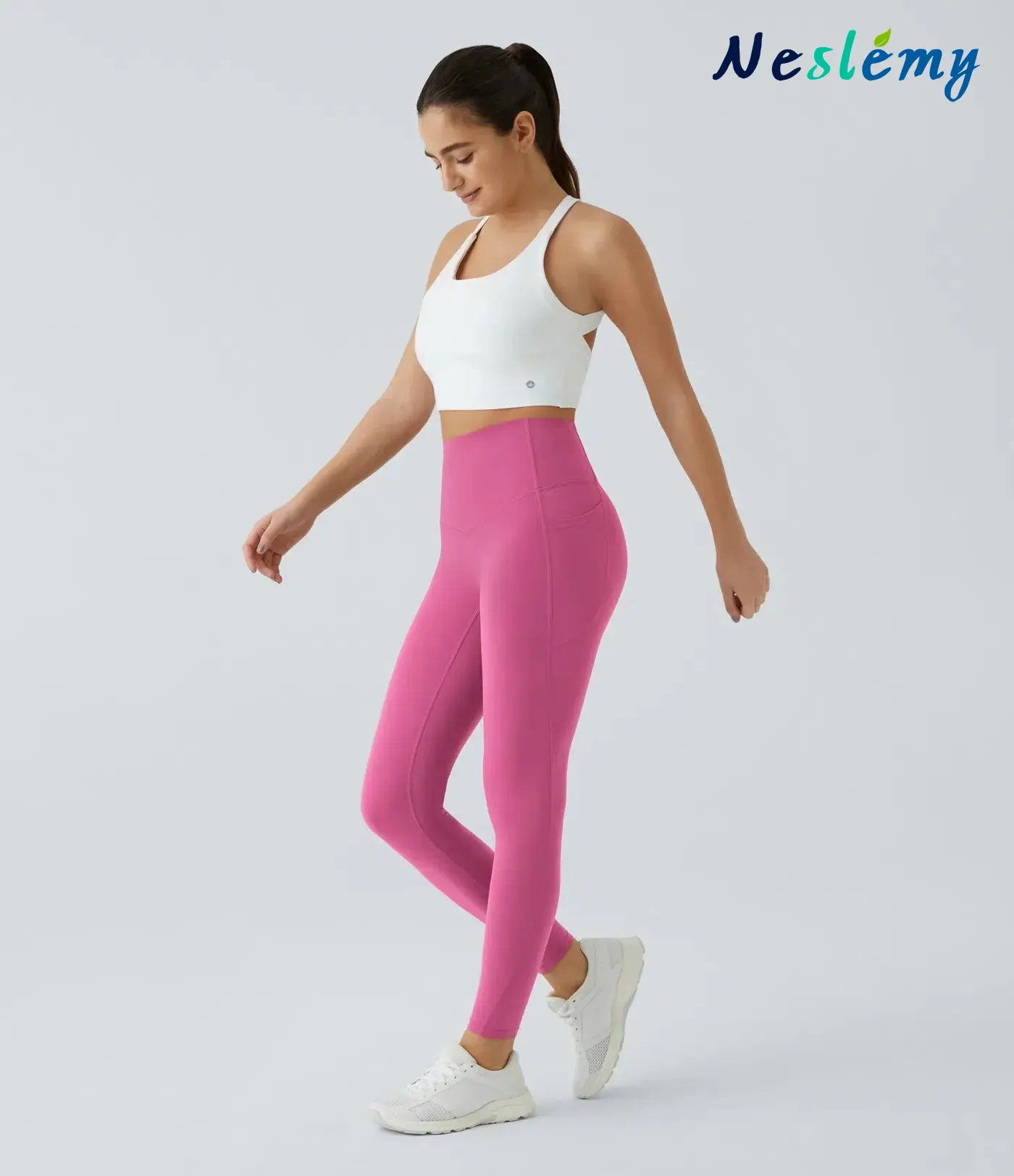 High Waisted Waist Shaping Pocket Shaping Training Leggings - Image 14