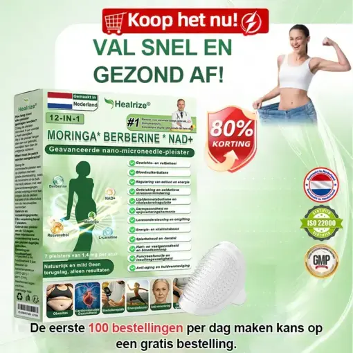 Moringa · Berberine + NAD+ – 12-in-1 Geavanceerde Nano Micronaald Patch