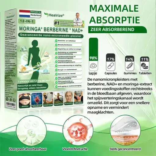 Moringa · Berberine + NAD+ – 12-in-1 Geavanceerde Nano Micronaald Patch - Image 10