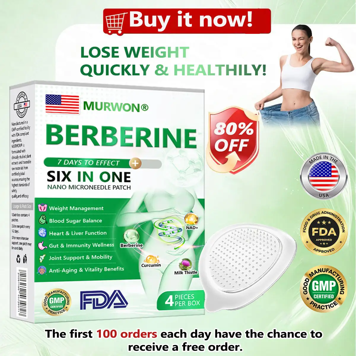 6-in-1 NAD⁺ + Berberine All-in-One Body-Shaping Nano Microneedle Patch