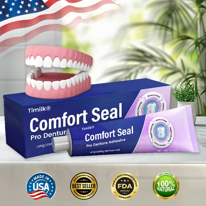 Comfort Seal Pro Denture Adhesive🦷💜FDA Certified (Clinically Proven 96- Hour Lock Hold for Secure, Comfortable & Zinc-Free Denture Fit)