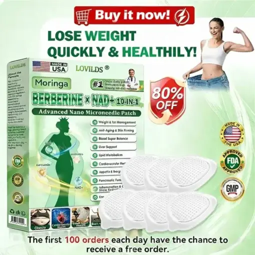MoringaBerberine NAD 10-in-1 Nano Microneedle Patch Daily, Visible Results in 7 Days For Weight, Skin, Diabetes Joint Health