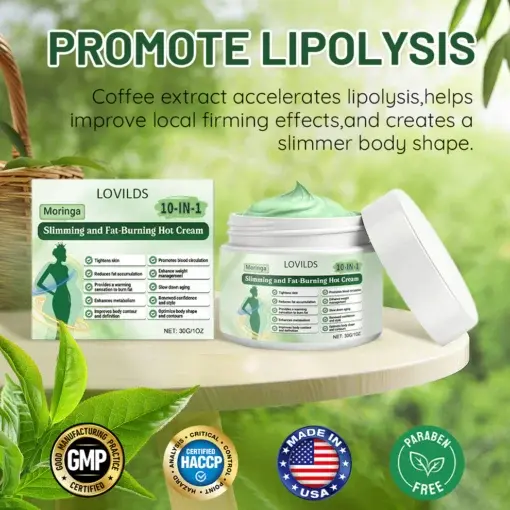 10-IN-1,Moringa-Slimming and Fat-Burning Hot Cream (Once Daily, visiblechanges in 7 days)Obesity, Diabetes, SleepApnea, And Joint Issues