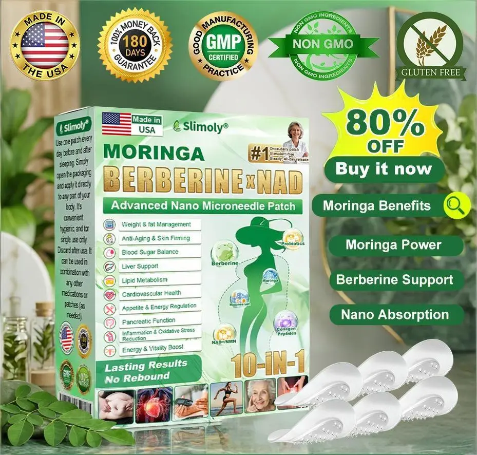 Moringa · Berberine × NAD+ 𝟏𝟎-𝐢𝐧-𝟏 𝐀𝐝𝐯𝐚𝐧𝐜𝐞𝐝 𝐍𝐚𝐧𝐨 𝐌𝐢𝐜𝐫𝐨𝐧𝐞𝐞𝐝𝐥𝐞 𝐏𝐚𝐭𝐜𝐡