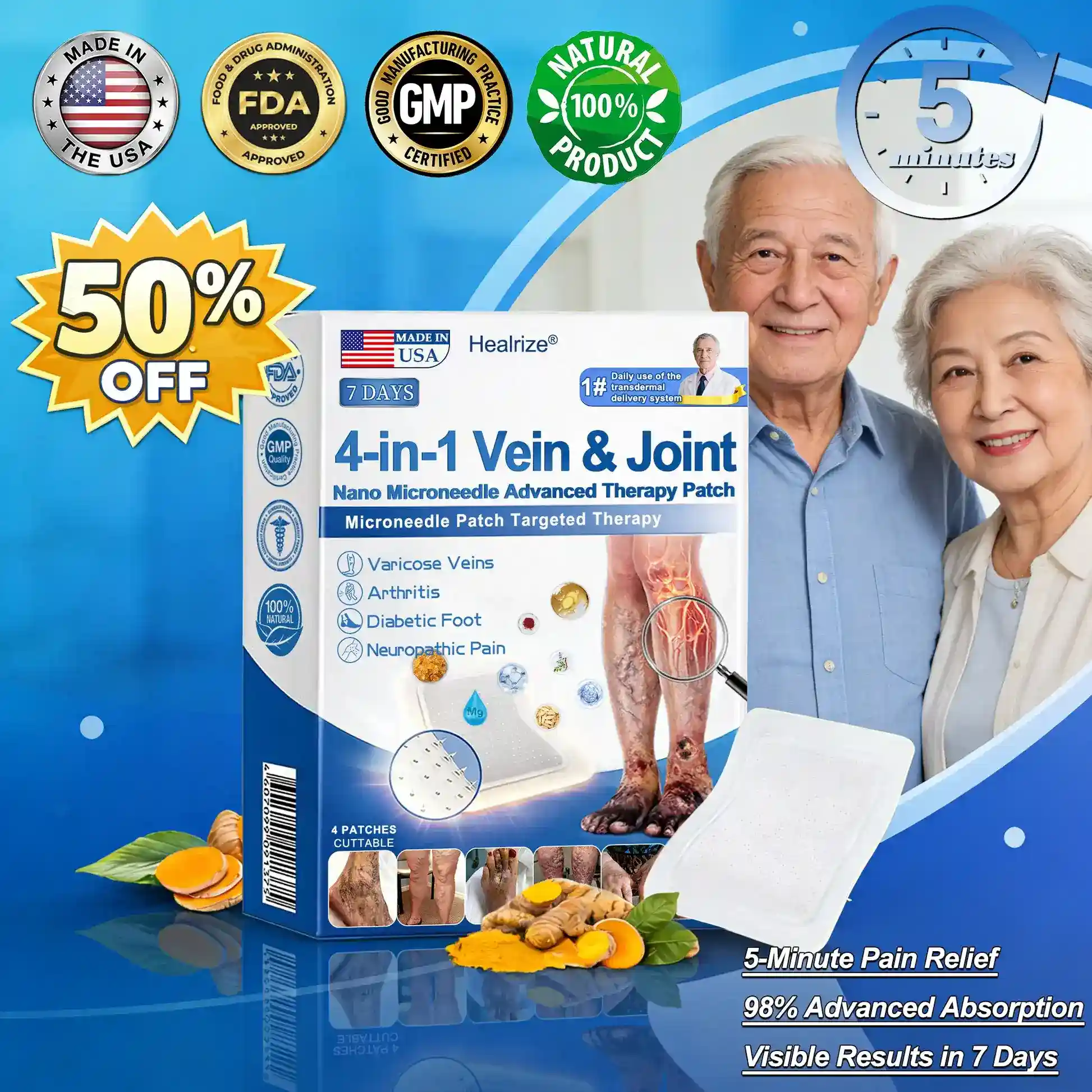 🛒4-in-1 Vein & Joint Nano Microneedle Advanced Therapy Patch🔥