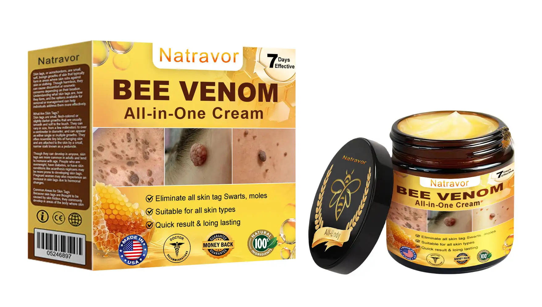 𝐁𝐞𝐞 𝐕𝐞𝐧𝐨𝐦 𝐀𝐥𝐥-𝐢𝐧-𝐎𝐧𝐞 𝐂𝐫𝐞𝐚𝐦–🌸 Anti-aging,Hydrating, Skin Repair, Even Tone, Acne and Dark Spot Treatment, Wart and Mole Removal, Psoriasis Relief - Image 14