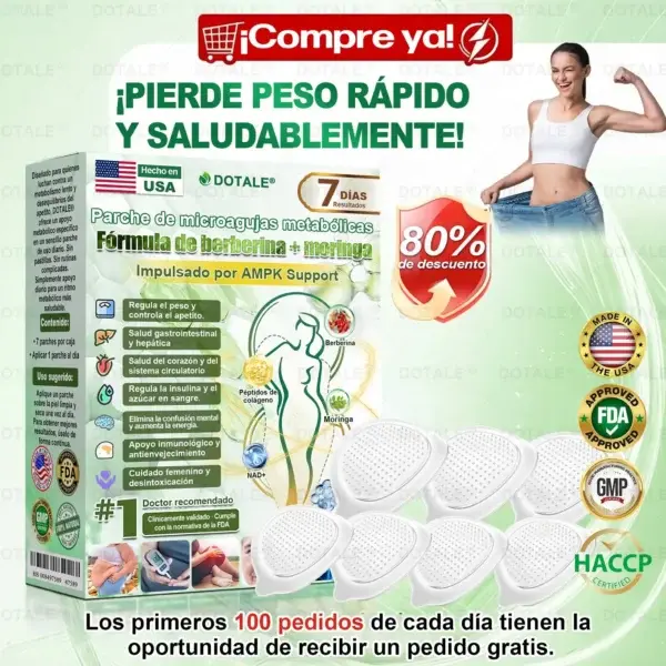 Parche de Microagujas Nano Avanzado 10 en 1 con Moringa Berberina y NAD+