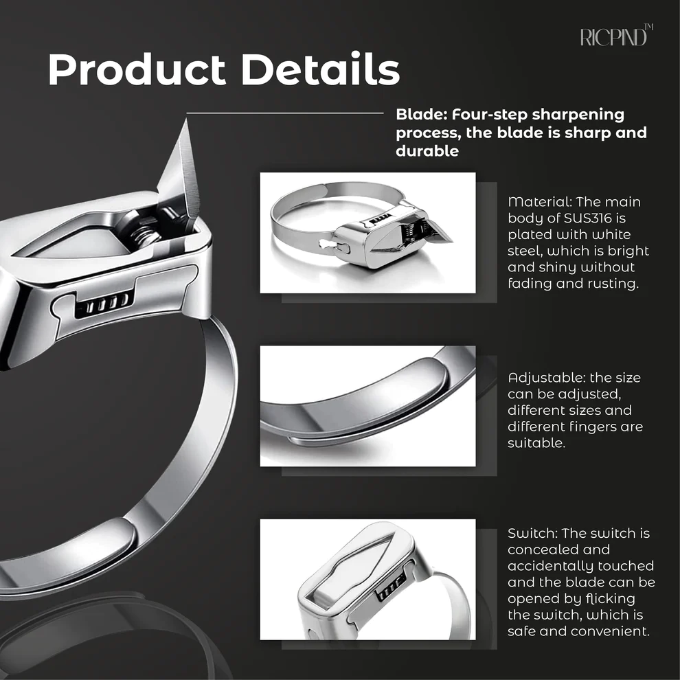 RICPIND Stainless Steel Hidden Blade Defence Ring - Image 5