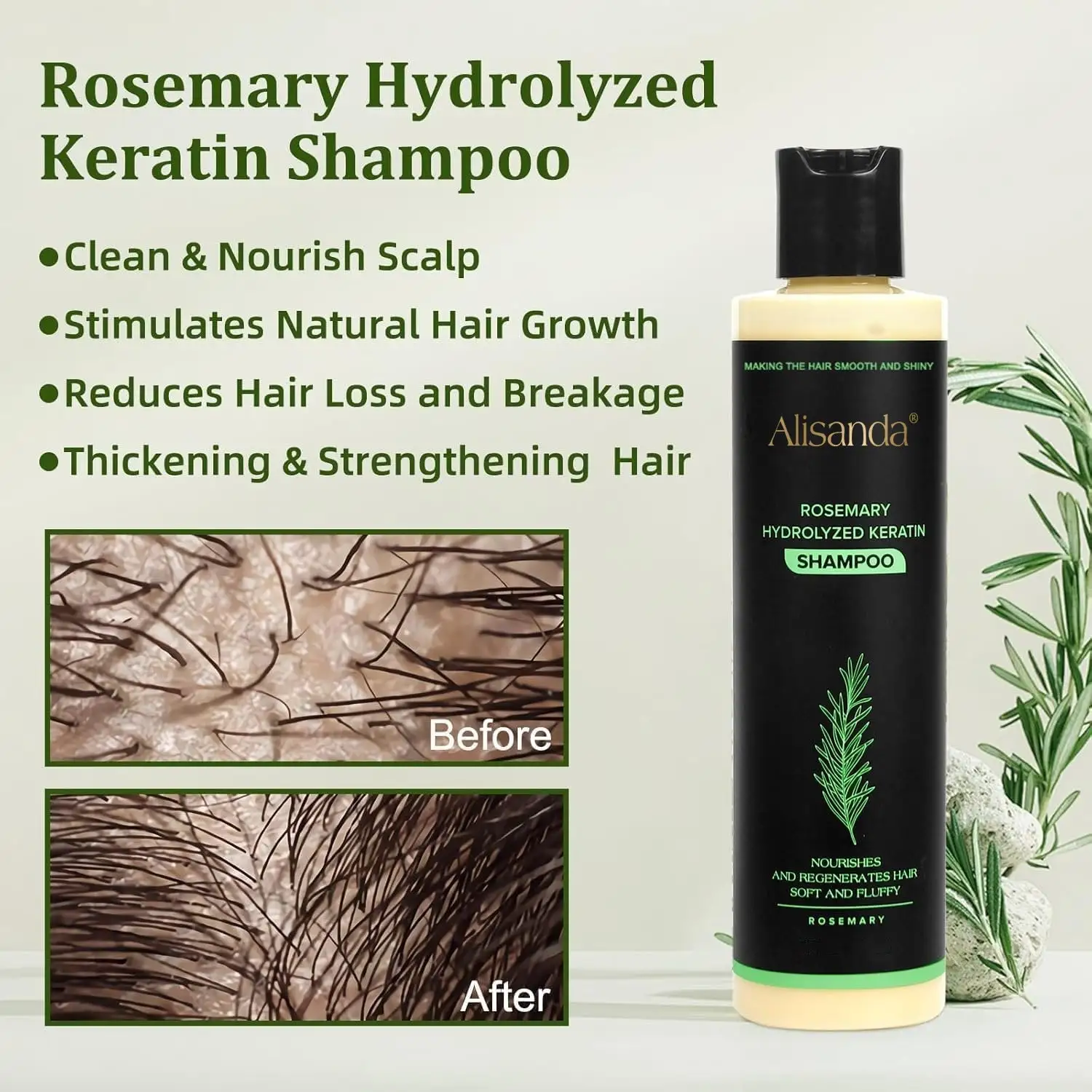🔥**¡ÚLTIMO DÍA: 50% DE DESCUENTO!** - 🎅Champú orgánico de romero para el crecimiento del cabello - Image 7