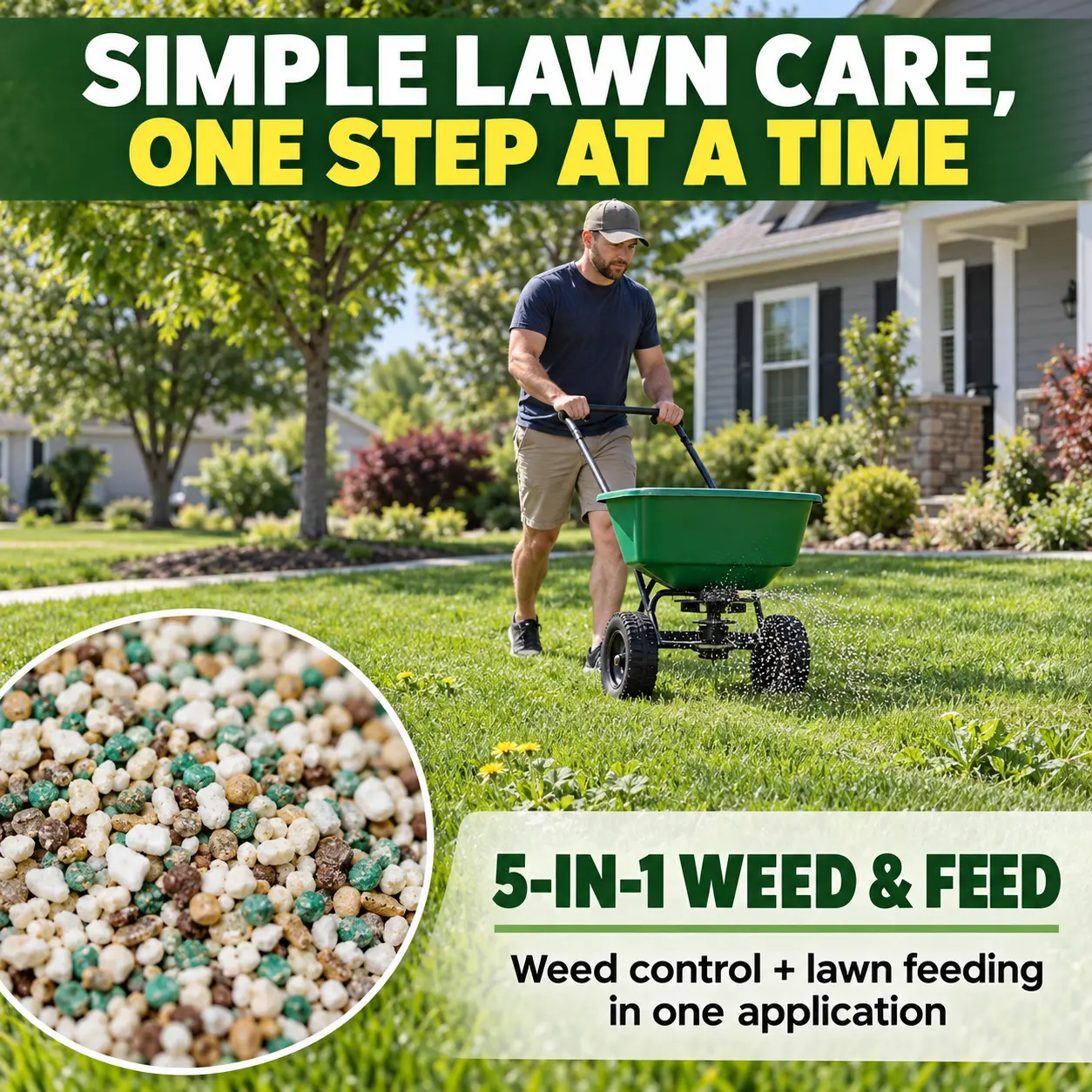 🔥 5-in-1 Weed & Feed | Fast-Acting Dual-Action Granules for Stubborn Lawn Weeds & a Greener-Looking Lawn - Image 3