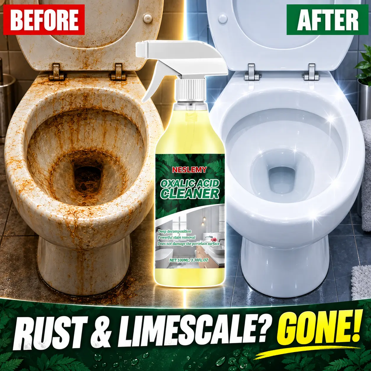NESLEMY Oxalic acid Cleaner for Tough Toilet & Sink Stains