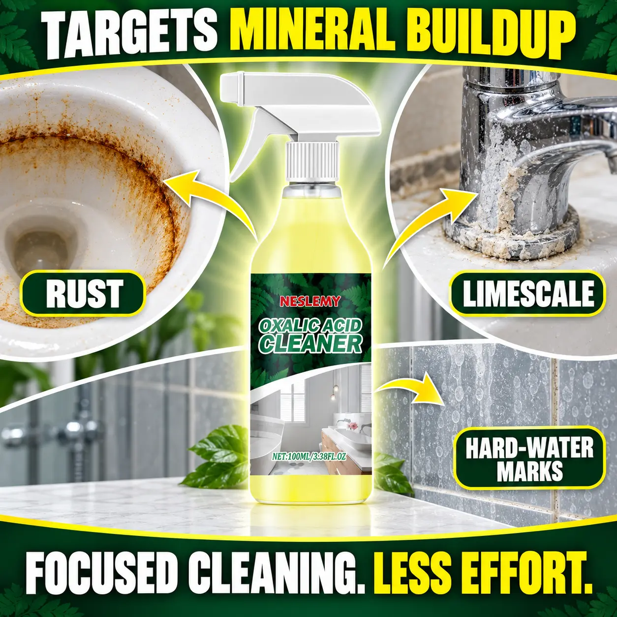 NESLEMY Oxalic acid Cleaner for Tough Toilet & Sink Stains - Image 2